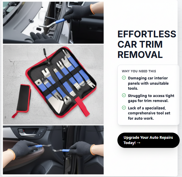 Car Audio Removal Tool , Car Repair Pry Plate tools, 7pcs Auto Trim Removal Tool Kit Skid Plate Stainless Steel Plastic Door Plate Removal for Car Door Clip Panel & Audio Dashboard Dismantle