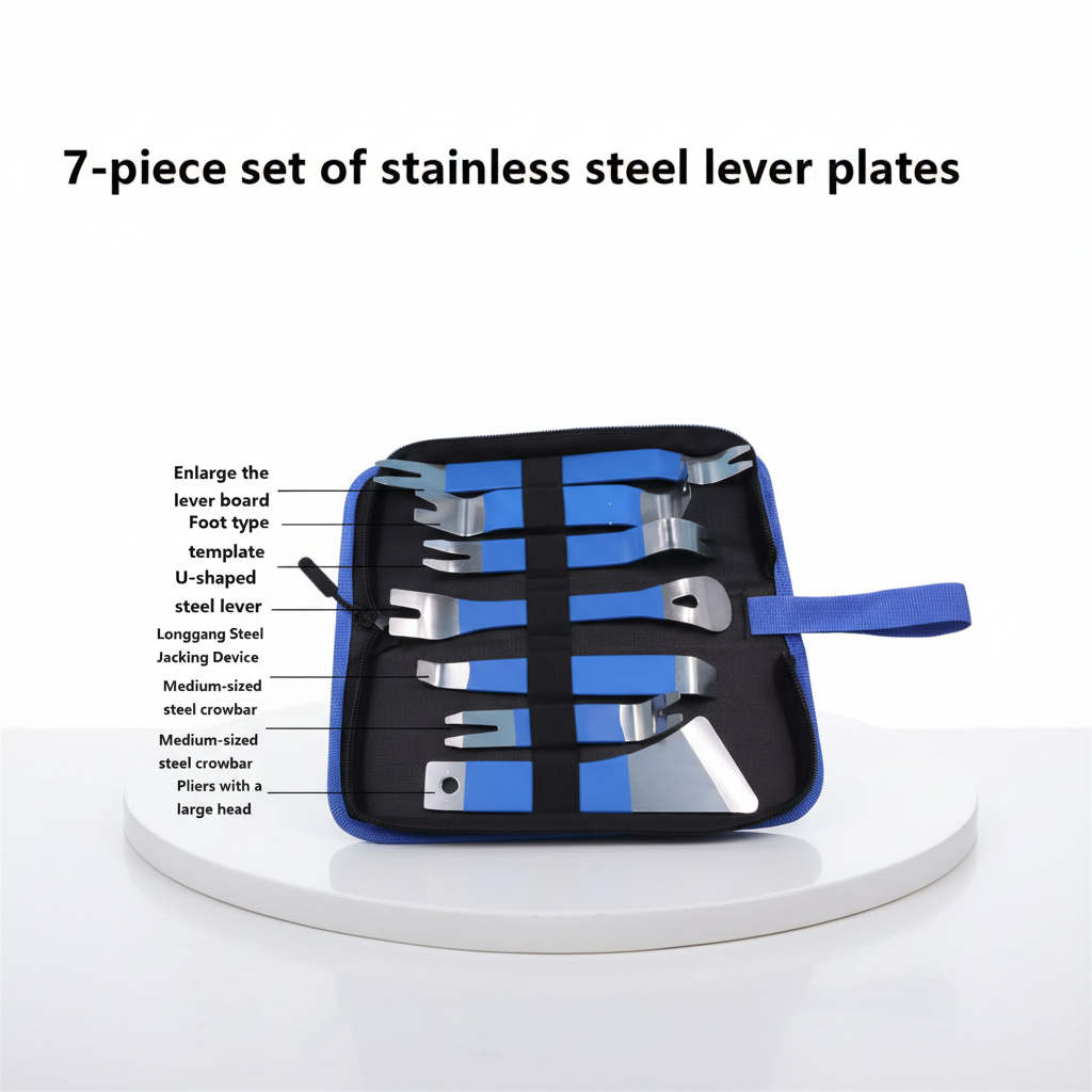 Car Audio Removal Tool , Car Repair Pry Plate tools, 7pcs Auto Trim Removal Tool Kit Skid Plate Stainless Steel Plastic Door Plate Removal for Car Door Clip Panel & Audio Dashboard Dismantle