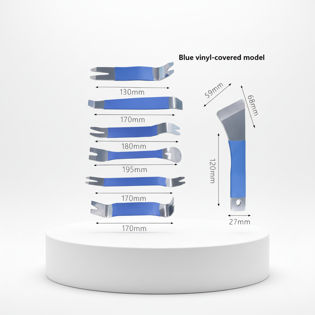 Car Audio Removal Tool , Car Repair Pry Plate tools, 7pcs Auto Trim Removal Tool Kit Skid Plate Stainless Steel Plastic Door Plate Removal for Car Door Clip Panel & Audio Dashboard Dismantle