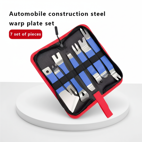Car Audio Removal Tool , Car Repair Pry Plate tools, 7pcs Auto Trim Removal Tool Kit Skid Plate Stainless Steel Plastic Door Plate Removal for Car Door Clip Panel & Audio Dashboard Dismantle